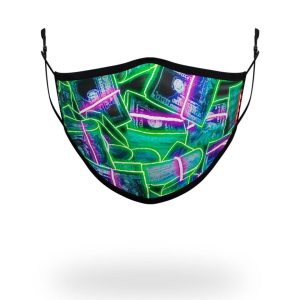 ADULT NEON MONEY FORM FITTING FACE MASK