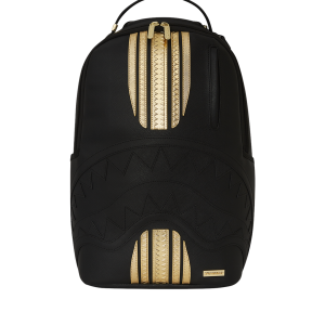 GOLD AND BLACK RACING STRIPES BACKPACK